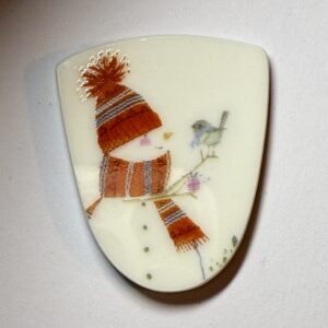 Porcelain snowman with bird (166)