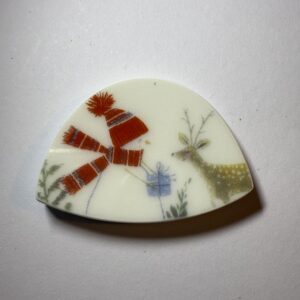 Porcelain snowman with deer (167)