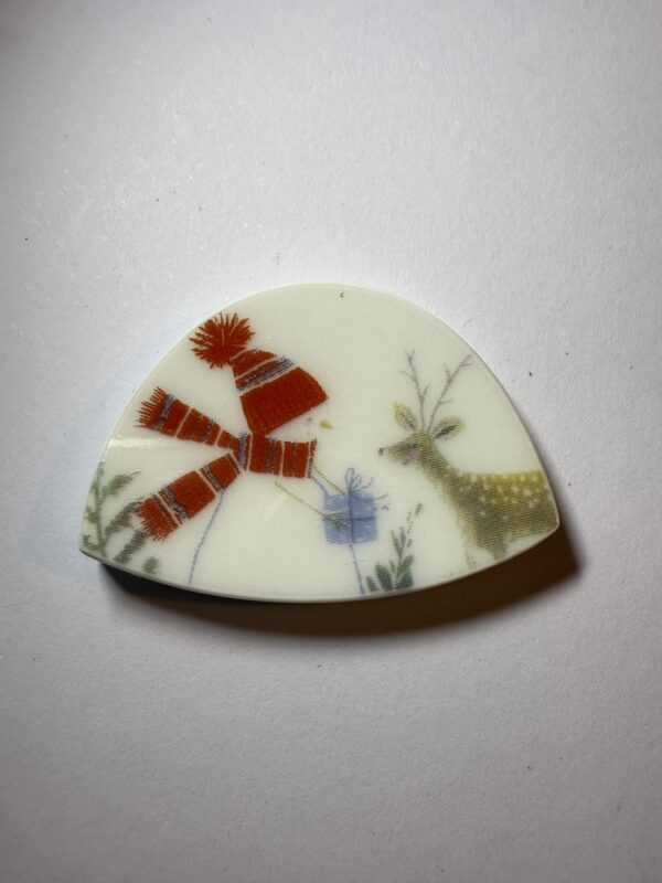 Porcelain snowman with deer (167)